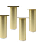 Matte Gold Round Metal Furniture Legs Adjustable Aluminum Replacement Feet for Couch Cabinet and Bed Easy Install Set of 4