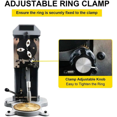Adjustable ring clamp on Pro Grade Inner Ring Carving Machine For Jewelers, featuring easy knob for secure tightening.