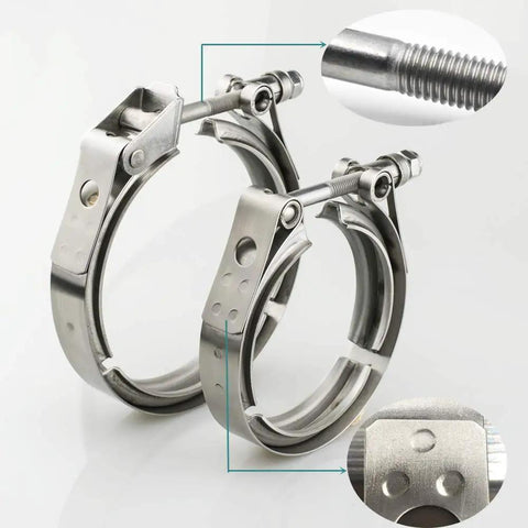 Pro Grade Slick Heavy Duty 3.25 Inch Exhaust V Band Clamps 2 Pack Quick Release Stainless Steel 304 Turbo Downpipe Fittings Badass Rig Builder Performance Gear