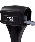 Top Grade Classic Black Plastic Residential Mailbox With Standalone Yard Post Mount Combo Kit providing two bulletproof magnetic access doors.