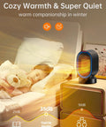 Compact 600W PTC Ceramic Space Heater With 45 Degree Oscillation for Fast Indoor Heating on bedside table in child's room