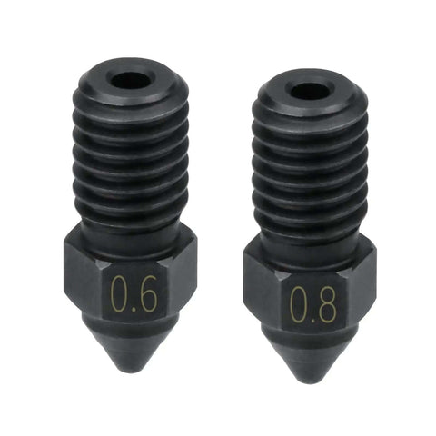 Beefy Hardened Steel Nozzles For 3D Printing Spider Hotend High Speed And High Temp 0.6mm And 0.8mm Dual Pack Up To 450C Compatible With Ender 7 Ender 5 S1 Creality Printers - Front view of 0.6mm and 0.8mm nozzles