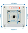 Top view of SZW26 20 4 L Cam Switch Enclosure Weatherproof Box with dimensions labeled, showing 3.31x3.31x2.87 inch size