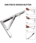 Heavy Duty Stainless Steel Triangle Bracket Set 2 Pack with 136kg Load Capacity demonstrating one-piece design button feature