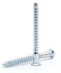 M5 x 50mm Confirmat Screws For Furniture Assembly, 3/16 Inch By 2 Inches Wood Fasteners, zinc plated screws on white background