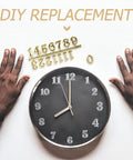 Easy Diy Clock Numeral Kit Three Sets Replacement Dial Numbers For Wall Clocks With Arabic Numerals Measuring 5.23 By 2.28 Inches In Black Silver And Gold For Quick Repair And Stylish Home Decor with hands beside clock.