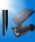 Solar Motion Sensor Flood Light With 8 LEDs And 500 Lumen Output For Garage Yard Driveway Pathway, weatherproof with dimensions.