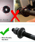 Comparison of Ride Ready MTB Quick Release Bicycle Hub Set durable iron axles with other axle, highlighting strength differences.