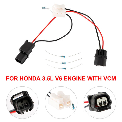 Muzzler VCM Disable Kit Plug For Honda And Acura 3 5L Engine Easy Install Direct Fit For Pilot Accord Ridgeline Odyssey Replacement Part For Honda Acura Vehicles, showing wiring harness and resistors.