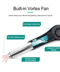Built-in vortex fan of 858D Plus Hot Air Desoldering Station With LCD Display Pro Grade Rework Tool showing airflow and heat features