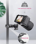 Beefy Clamp Mount With 360 Degree Ball Head For Action Cameras And DSLRs 3.3 lb Load Capacity Aluminum Alloy Construction in use