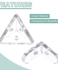 Real Deal 24 Piece Clear Acrylic Corner Bracket Kit Rock Solid Cone And L Shaped Connectors for No Fuss DIY Woodworking showing triangular brackets.