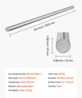 Diagram of Two Pack 25 Mm By 1000 Mm Linear Motion Rods Carbon Steel Shafts Anti Rust Finish Heavy Duty for industrial use