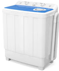 No Sweat Twin Tub Portable Washing Machine With 28 Pounds Capacity Featuring Eighteen Pound Wash Bowl And Ten Pound Spin Cylinder Compact side view with top controls.