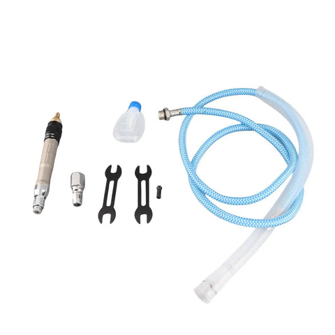 Professional Pencil Die Grinder 70000 RPM Pneumatic Air Polisher heavy duty parts including hose, wrench, and oil bottle.