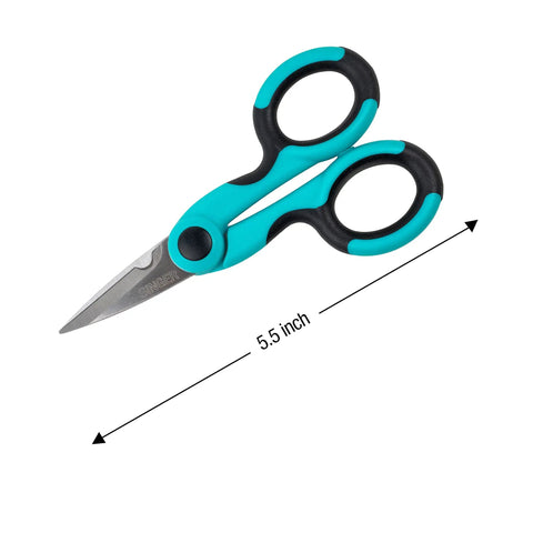 ProSeries Heavy Duty Detail Scissors Five Point Five Inch With Power Notch For Fabric And Craft Projects Teal Rubberized Comfort Grip Sleek Precision For Sewers Crafters And DIYers, 5.5 inch