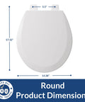 Durable Wood Toilet Seat With Secure Hinges That Stay Tight No Wobble Built To Last Made In USA Round White dimensions