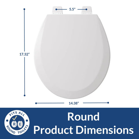 Durable Wood Toilet Seat With Secure Hinges That Stay Tight No Wobble Built To Last Made In USA Round White dimensions