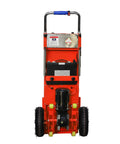 High Capacity Rechargeable Battery For RXFSP Electric Stair Climbing Hand Truck Dolly With Matching Charger Black Power Pack visible on red dolly