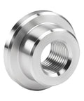 Heavy Duty 1/8 Inch NPT Female Weld On Bung Fitting Aluminum Fuel Tank Valve Connector With TIG Welding Wire Rock Solid, showcasing polished aluminum fitment.
