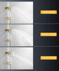 UBNMIUBV Shower System with Shower Head showing Rain, Mixed, and Pulse modes for versatile shower experience.