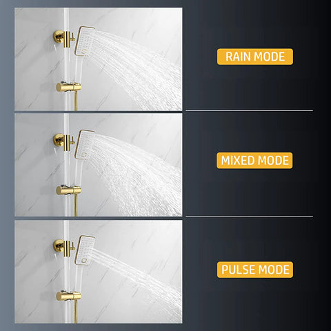 UBNMIUBV Shower System with Shower Head showing Rain, Mixed, and Pulse modes for versatile shower experience.