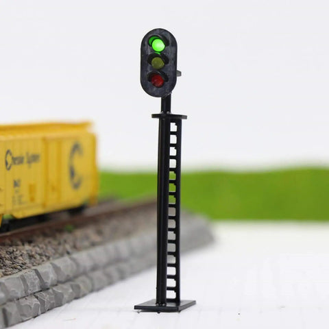 Badass 5 Piece Ho Scale 3 Light Block Signal Set Hella Durable Brass Prewired LED Railroad Lights With Red Yellow Green Bulbs 6.5cm Height For Model Trains 12V To 18V Powered Sick Upgrade For Any Layout Setup Totally Ready To Rock