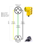 Nema 14-50 To 5-15P EV Charger Adapter Cord diagram showing 12 inch cable details and electrical specifications.