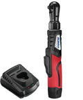 Cordless 12V Brushless Half Inch Ratchet Wrench Kit With LED Light, 70 Foot Pounds Torque, Lithium Ion Power - red wrench and battery
