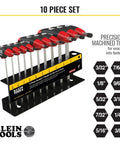 JTH410E T-Handle Hex Key Set 10-Piece SAE Inch Hex Wrenches with 4-Inch Blades displayed on a black stand