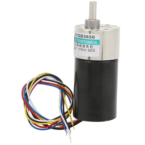 24V Brushless DC Motor with Speed Reduction for Micro Machinery and CNC Tools, CW CCW Ready, high torque, wires visible