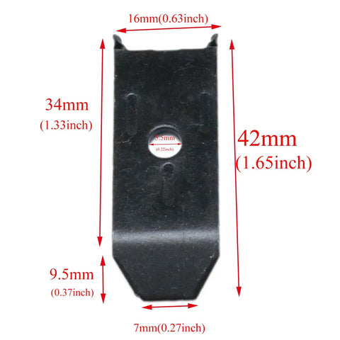 Heavy Duty Table Leaf Leveler Kit With Weather Resistant Screws Beefy Furniture Hardware For Expanding Dining Tables And Desk Setup Smooth Install Black 12 Pack detailed view of black connector with dimensions.