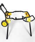 Rolling Table Saw Stand For DEWALT Miter Saws, Heavy Duty Mobile Stand Ready To Roll, Compatible With DWE7490X, black and yellow frame