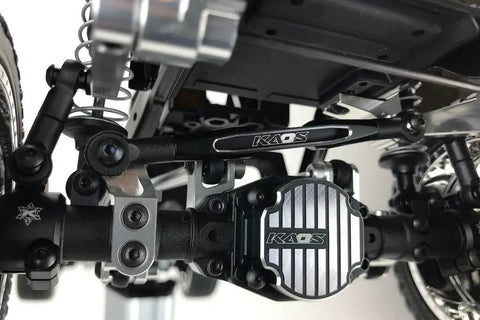 Kaos Panhard Bar And Steering Tie Rod Set For DL-Series F450 SD RC Cars 57mm CNC Aluminum Black Upgrade Kit 3-Piece, installed under RC truck