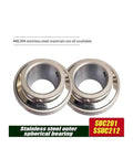 Heavy Duty 304 Stainless Steel Spherical Insert Bearing Rock Solid SUC Series Oil Seal Precision Engineered showing dual spherical bearings.