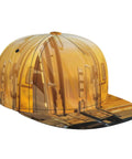 Road Trip Ready Flat Brim Snapback Cap For Men And Women with all-over yellow RV print and breathable polyester