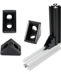 Ten Pack 20mm Aluminum T Slot Corner Brackets For 90 Degree Joins With M5 Bolts And Nuts Fits 2020 2040 20 Series Profiles Black Finish
