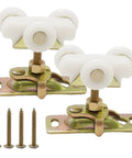 Sliding Pocket Door Rollers Assembly, 2 Pack Top Hanger Replacement Kit For Johnson Bypass Closet Doors, Three Quarter Inch Roller Wheels Fit Doors From One And Three Eighths Inches Thick, Smooth Quiet Operation, Durable Hardware