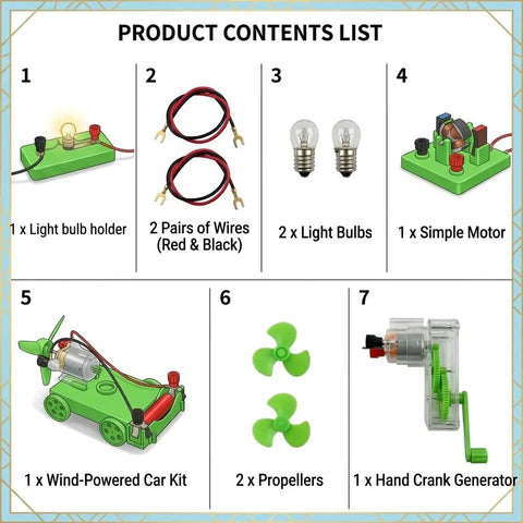 Hands On Electricity Lab Kit For Kids And Students Kid Friendly DIY Circuit Building Hand Crank Generator Mini DC Motor