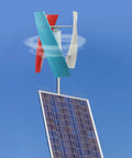 100W Vertical Axis Wind Turbine With Smart Controller And Permanent Magnet Generator Low Noise Helical Windmill, blue red blades