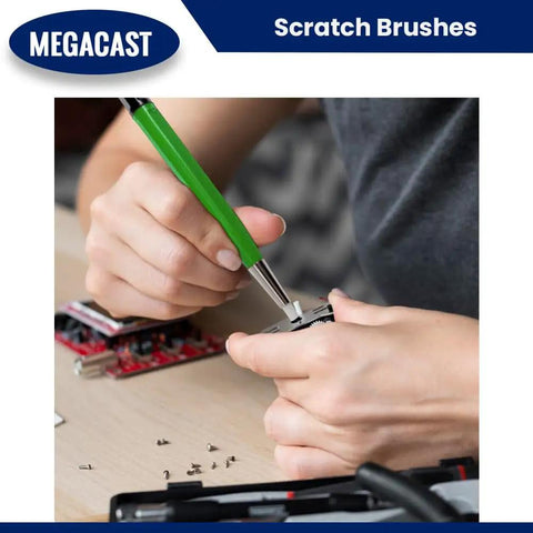Pro Grade Four Piece Scratch Brush Set With Fiberglass, Brass, Steel And Nylon Nibs For Cleaning Jewelry, Watches, Coins And Circuit Boards
