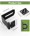 Top Shelf 90 Degree Door Hasp Latch With Padlock Slot Forged From Rust Proof 304 Stainless Steel For Backyard Gate Security showing dimensions.
