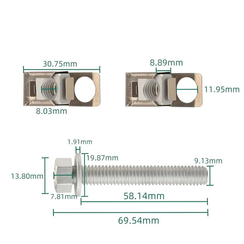 Heat Resistant Exhaust Manifold Fastener Kit With Beefed Up Heavy Duty U Nut And Bolt Set, Precision Machined Threads For Tight Anti Loosening Performance, Erosion And Anti Rust Coating For Auto Exhaust Manifold 1500, size diagram