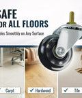40Mm M6-1.0 Threaded Stem Caster Wheels Inline Skate Style Polyurethane Swivel Casters Set Of 4 on hardwood and tile floors.