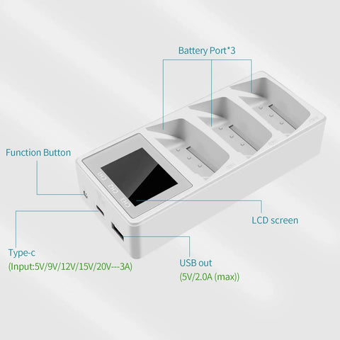 3 Way Battery Charging Station With Color Screen Bidirectional Fast Charging For Drones And Smartphones Energy Box