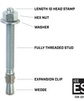 Three Quarter Inch Wedge Heavy Duty Concrete Anchors 10 Pack Stainless Steel Built Tough With 360 Degree Contact diagram