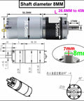 Top Tier High Torque DC Planetary Gear Motor Runs Smooth On 12V Or 24V dimensions and design illustration with measurements.