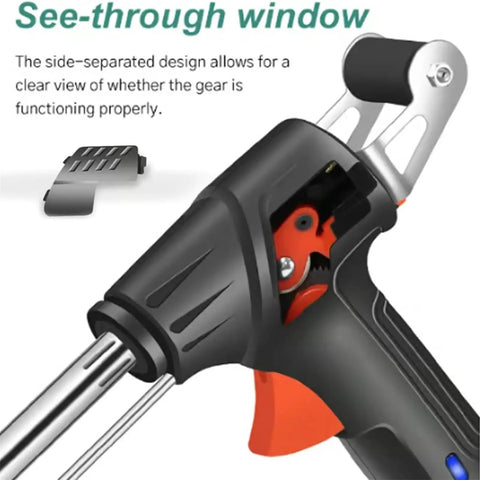 Close-up of the Three In One Do It All Industrial Welding and Cutting Machine handle with see-through window feature.