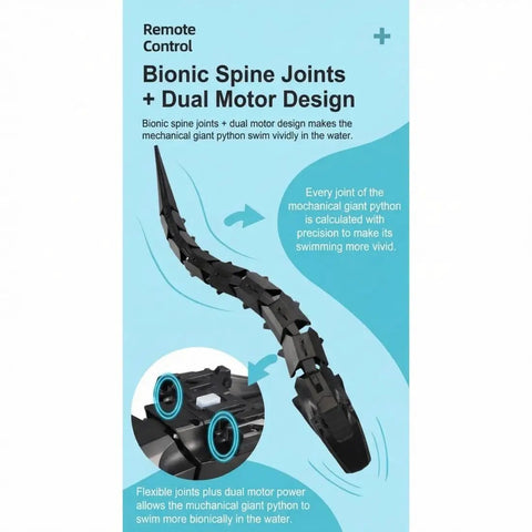 Close-up of Dope Remote Control Water Snake Toy With Camera For Pool Play, emphasizing bionic spine joints and dual motors for realistic movement.