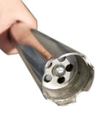 Built Tough Manual Piston Oil Drum Pump For 55 Gallon Barrels showing the stainless steel pump nozzle end for fluid transfer.